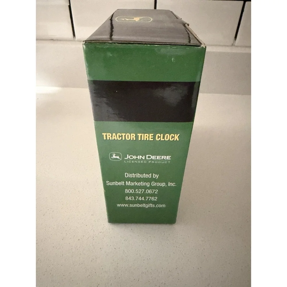 John Deere Tractor Tire Clock Desk or Wall Mount Rubber Analog Yellow Black New